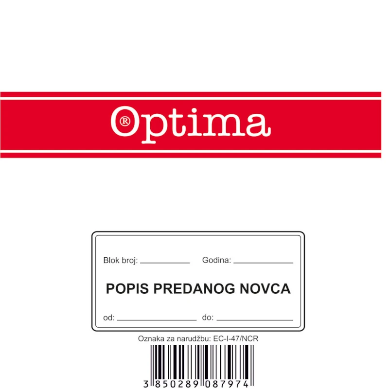 Popis predanog novca EC-I-47NCR/EUR OPTIMA P10/100