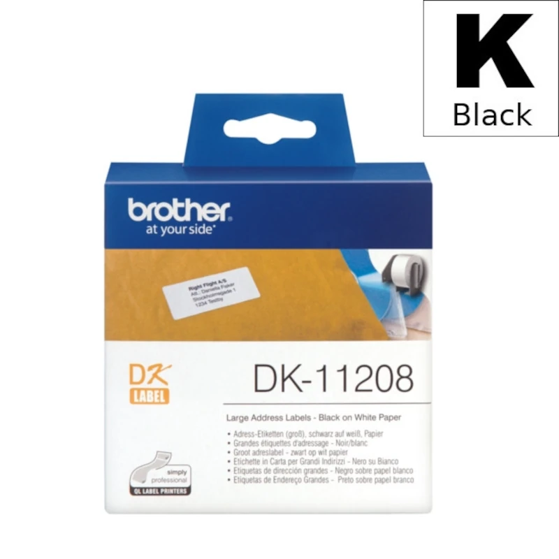 Etiketa Rola (Brother) DK-11208 BK|WH [38mm*90mm] / DK11208