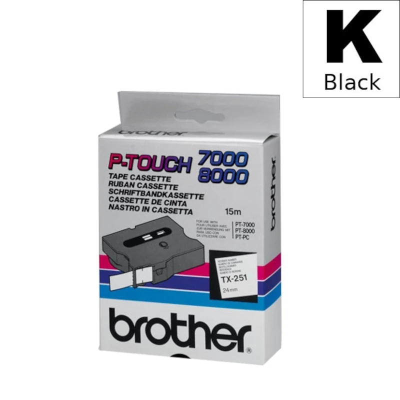 Traka Za Označavanje (Brother) TX-251 BK|WH [24mm*15,4m] / TX251
