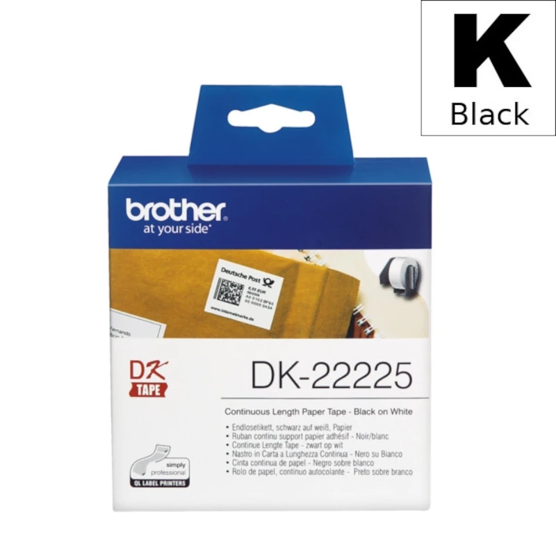 Etiketa Rola (Brother) DK-22225 BK|WH [38mm*30,48m] / DK22225
