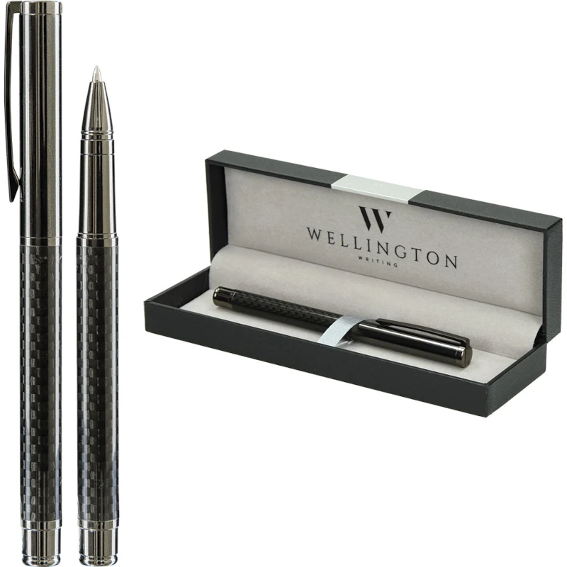 Set pisaći Wellington Carbon roler antracit siva u poklon kutiji P1/100