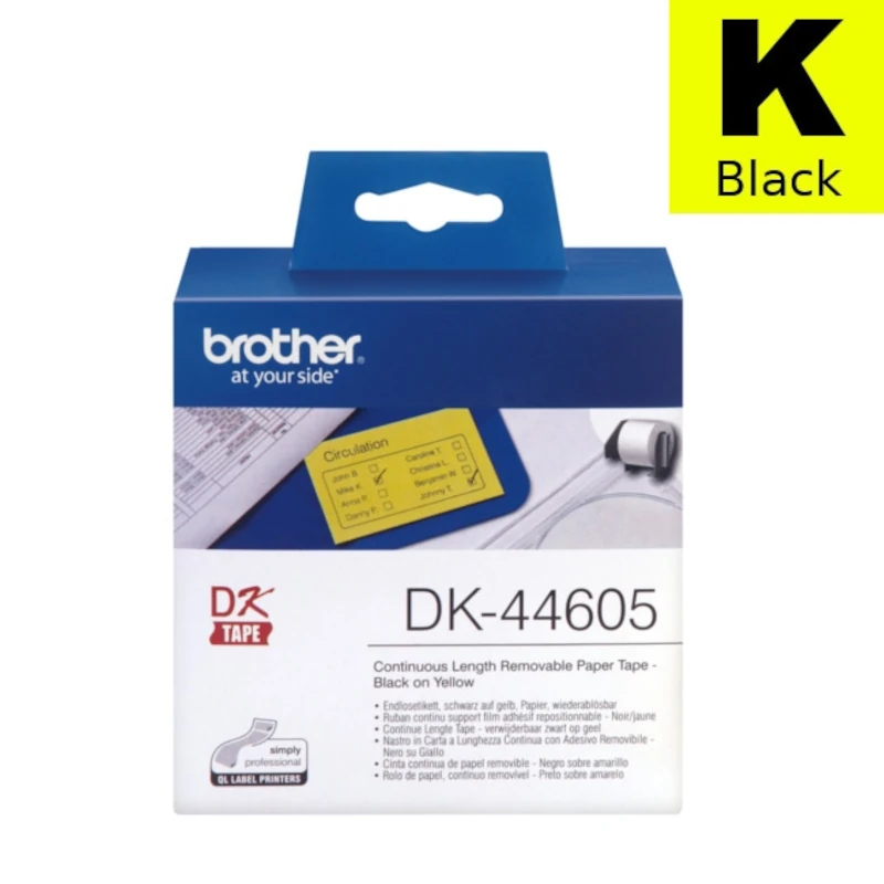 Etiketa Rola (Brother) DK-44605 BK|YE [62mm*30,48m] / DK44605