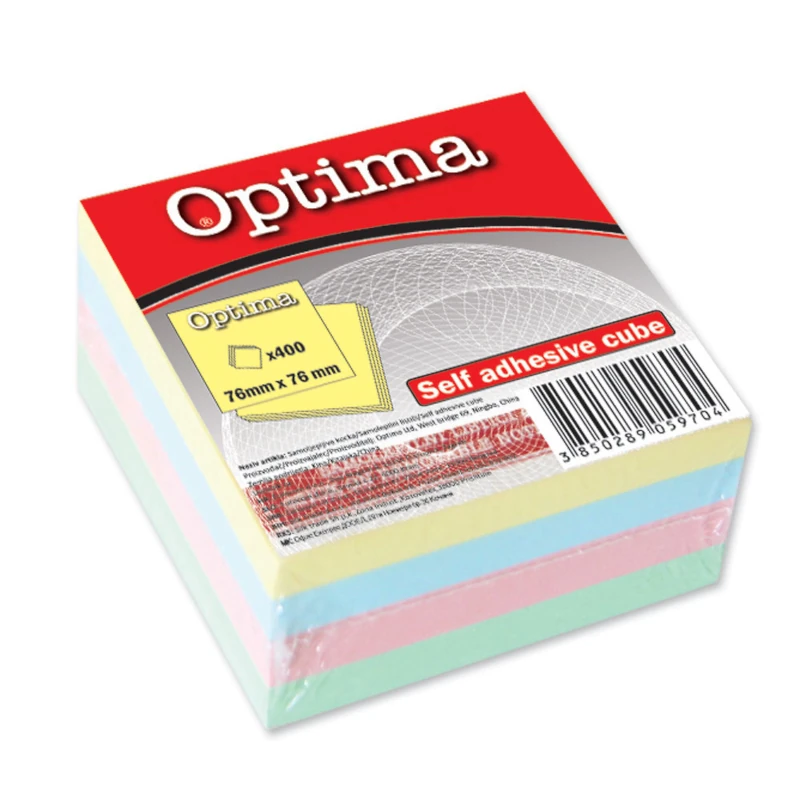 Blok samolj.kocka 76x76 pastel 4 boje OPTIMA 400L 22916 P12/72