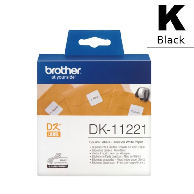 Etiketa Rola (Brother) DK-11221 BK|WH [23mm*23mm] / DK11221