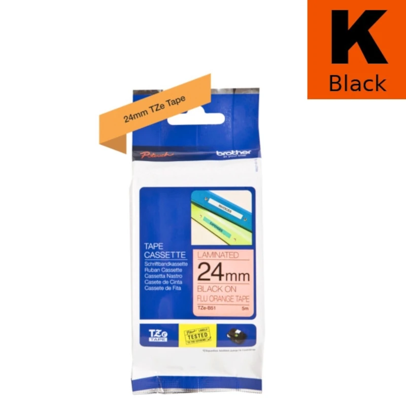 Traka Za Označavanje (Brother) TZE-B-51 BK|OR [24mm*5m] / TZEB51