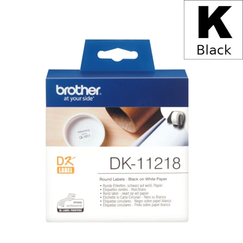Etiketa Rola (Brother) DK-11218 BK|WH [24mm*24mm] / DK11218