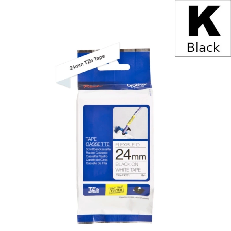 Traka Za Označavanje (Brother) TZE-FX-251 BK|WH [24mm*8m] / TZEFX251