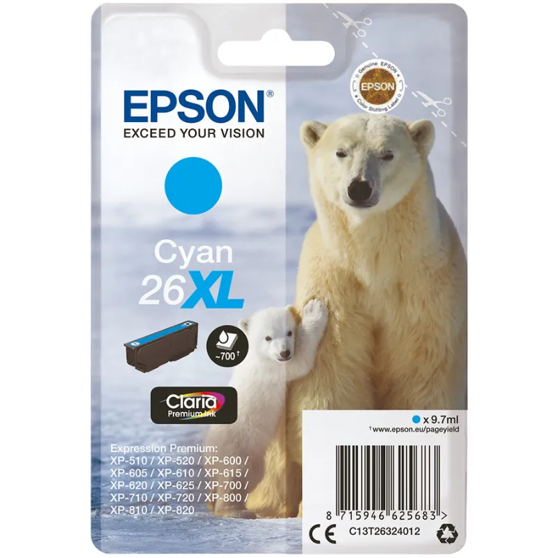 Tinta (Epson) T-2632 CY / C13T26324012 Tinta (Epson) T-2632 CY / C13T26324012