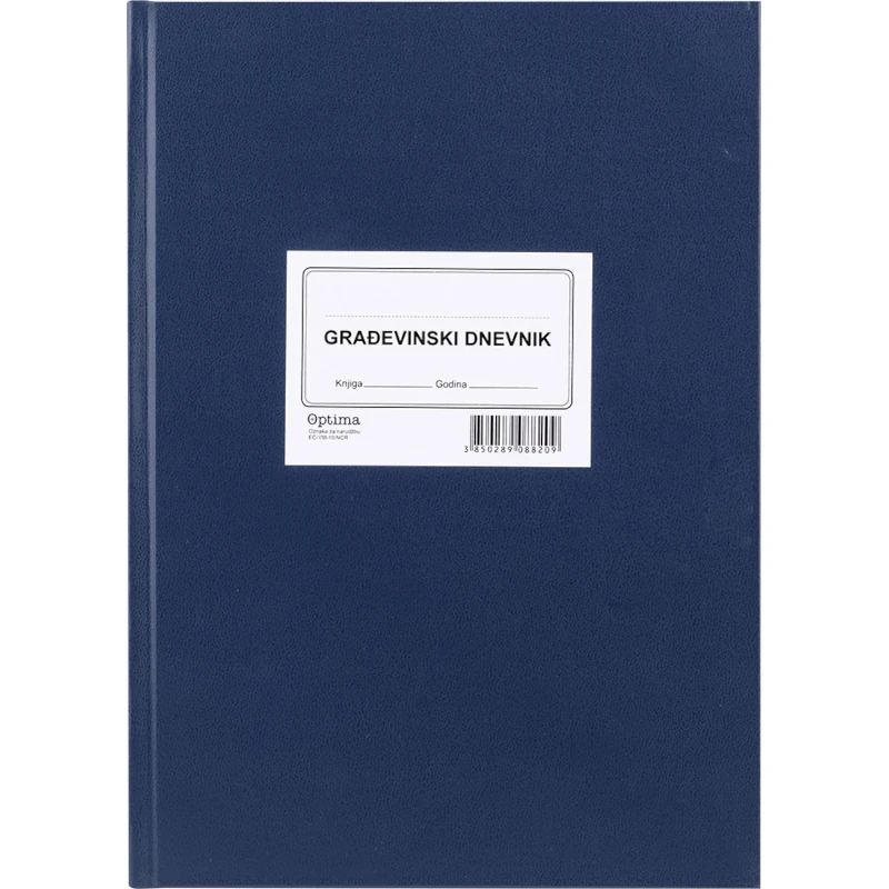 Građevinski dnevnik TVRDI uvez EC-VIII-10/NCR num. OPTIMA P10
