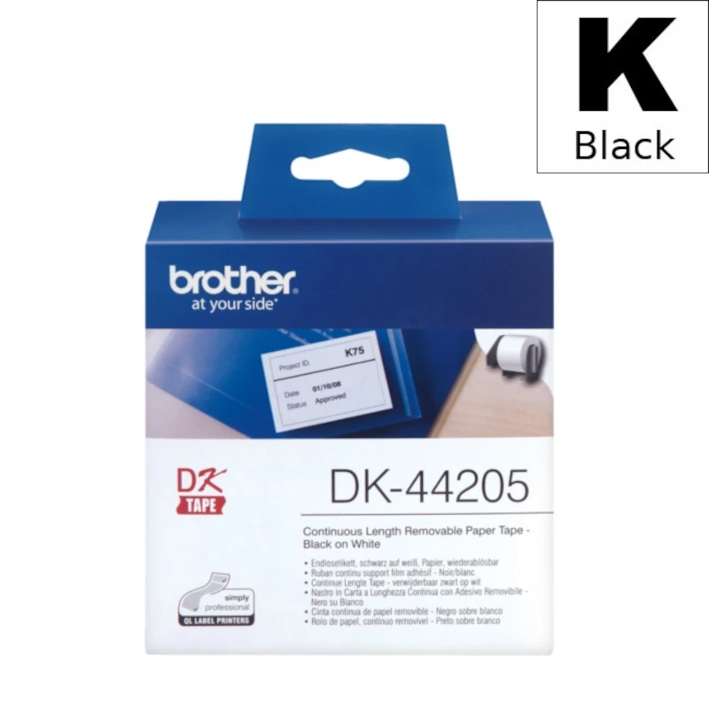 Etiketa Rola (Brother) DK-44205 BK|WH [62mm*30,48m] / DK44205