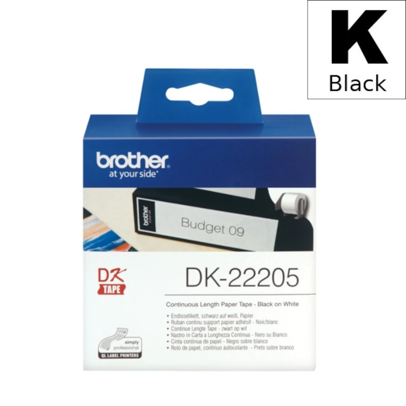 Etiketa Rola (Brother) DK-22205 BK|WH [62mm*30,48m] / DK22205