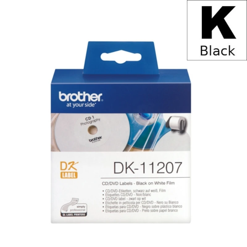 Etiketa Rola (Brother) DK-11207 BK|WH [58mm*58mm] / DK11207