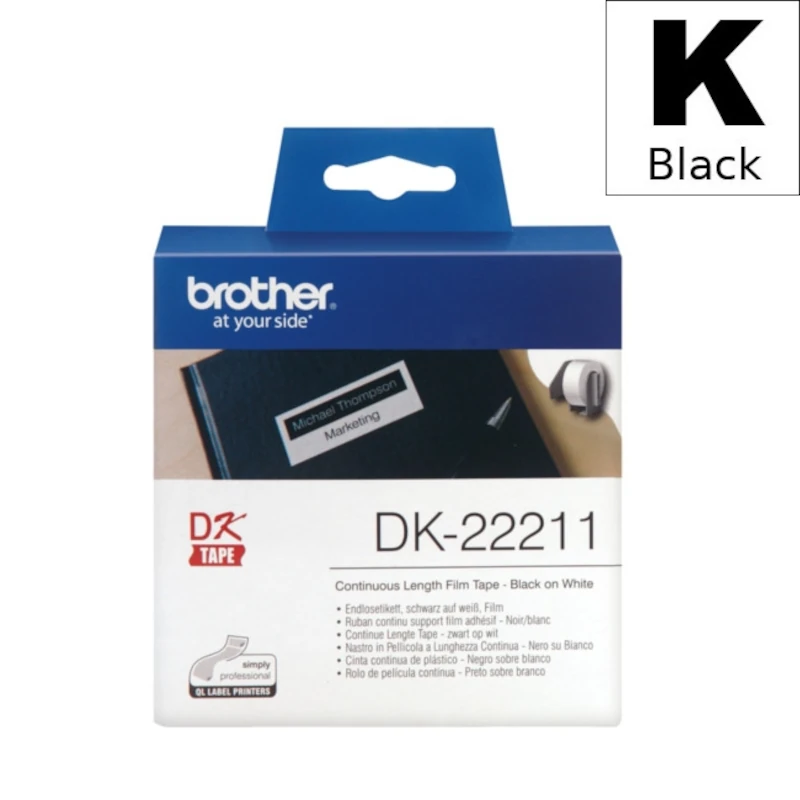 Etiketa Rola (Brother) DK-22211 BK|WH [29mm*15,24m] / DK22211