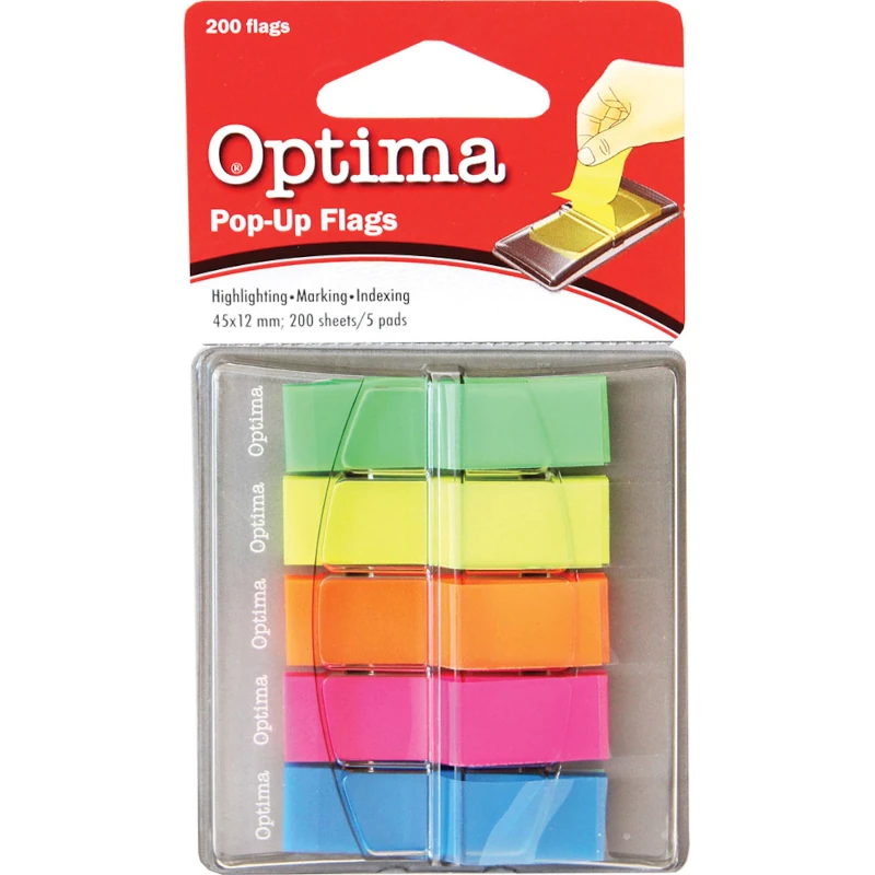 Zastavice označ. POP-UP 200/1 5bojax40 neon 45x12mm OPTIMA 22940 P24/288