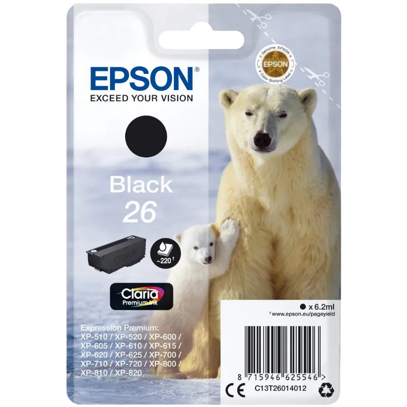Tinta (Epson) T-2601 BK / C13T26014012 Tinta (Epson) T-2601 BK / C13T26014012